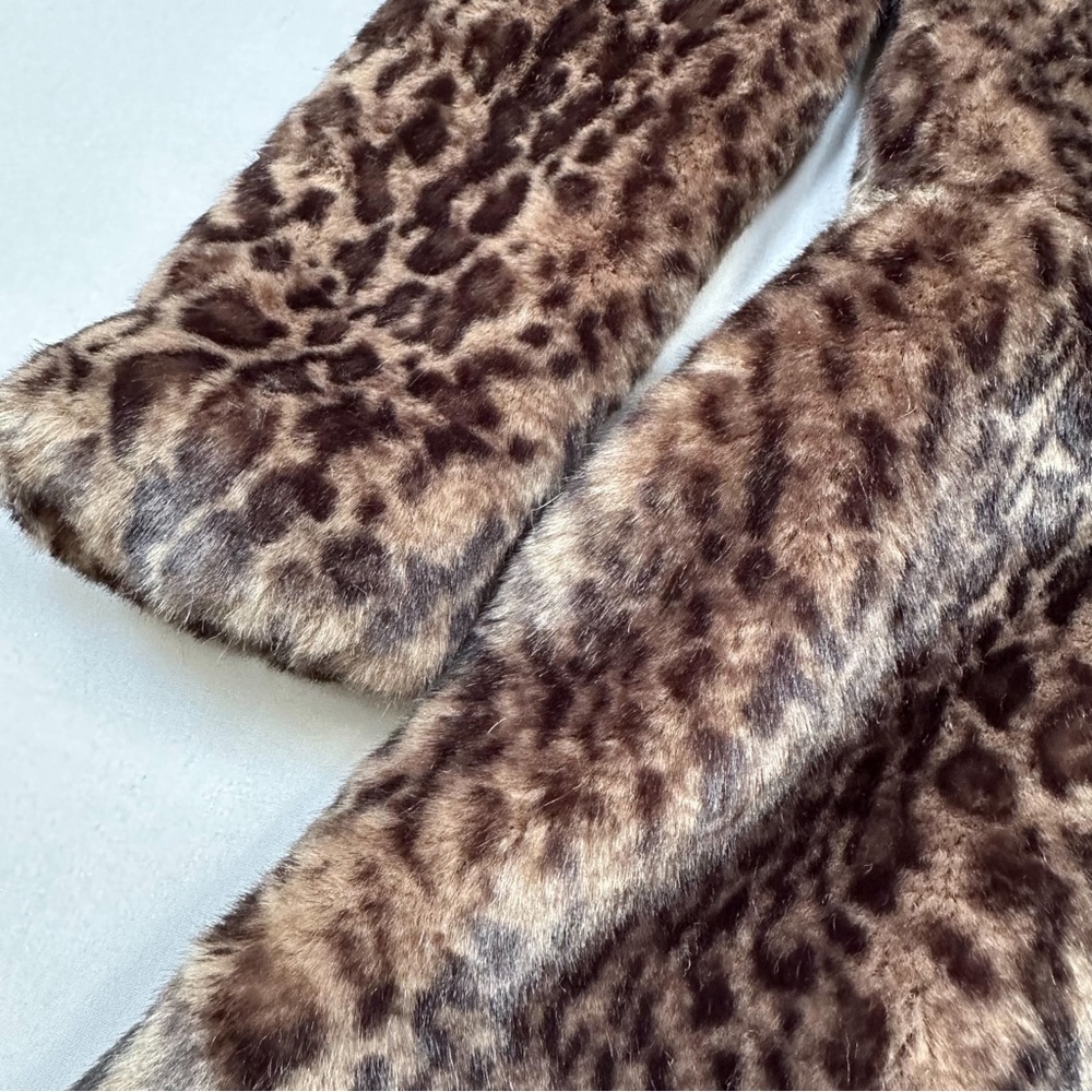 FREE PEOPLE faux fur leopard print hooded jacket coat, S. - Picture 9 of 12